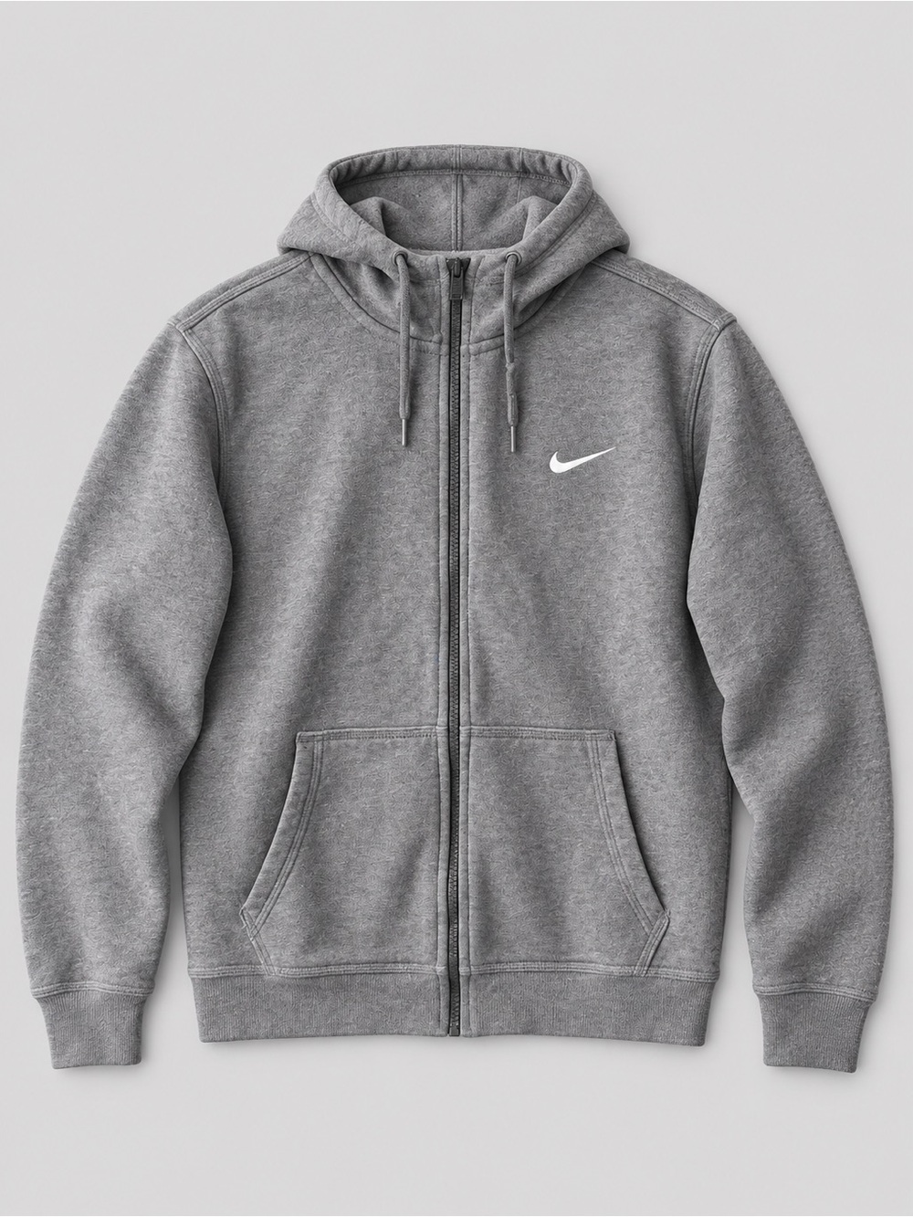 Nike Club Fleece Full-Zip Hoodie with White Swoosh